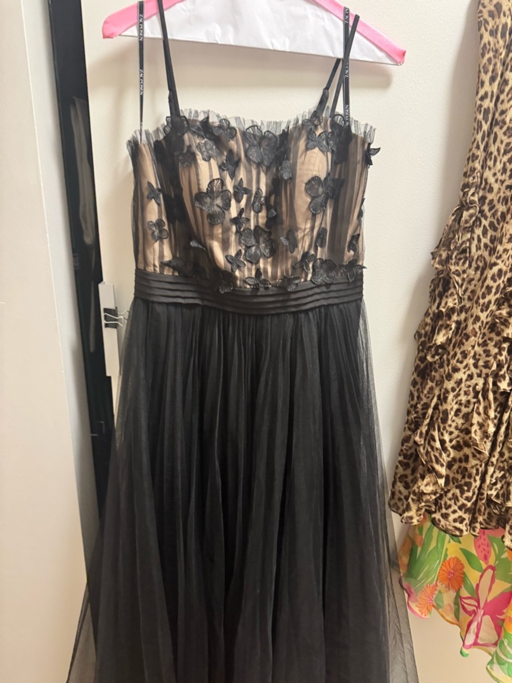 Zac Posen flower appliqué black tulle evening black tie gown - Picture 5 of 8